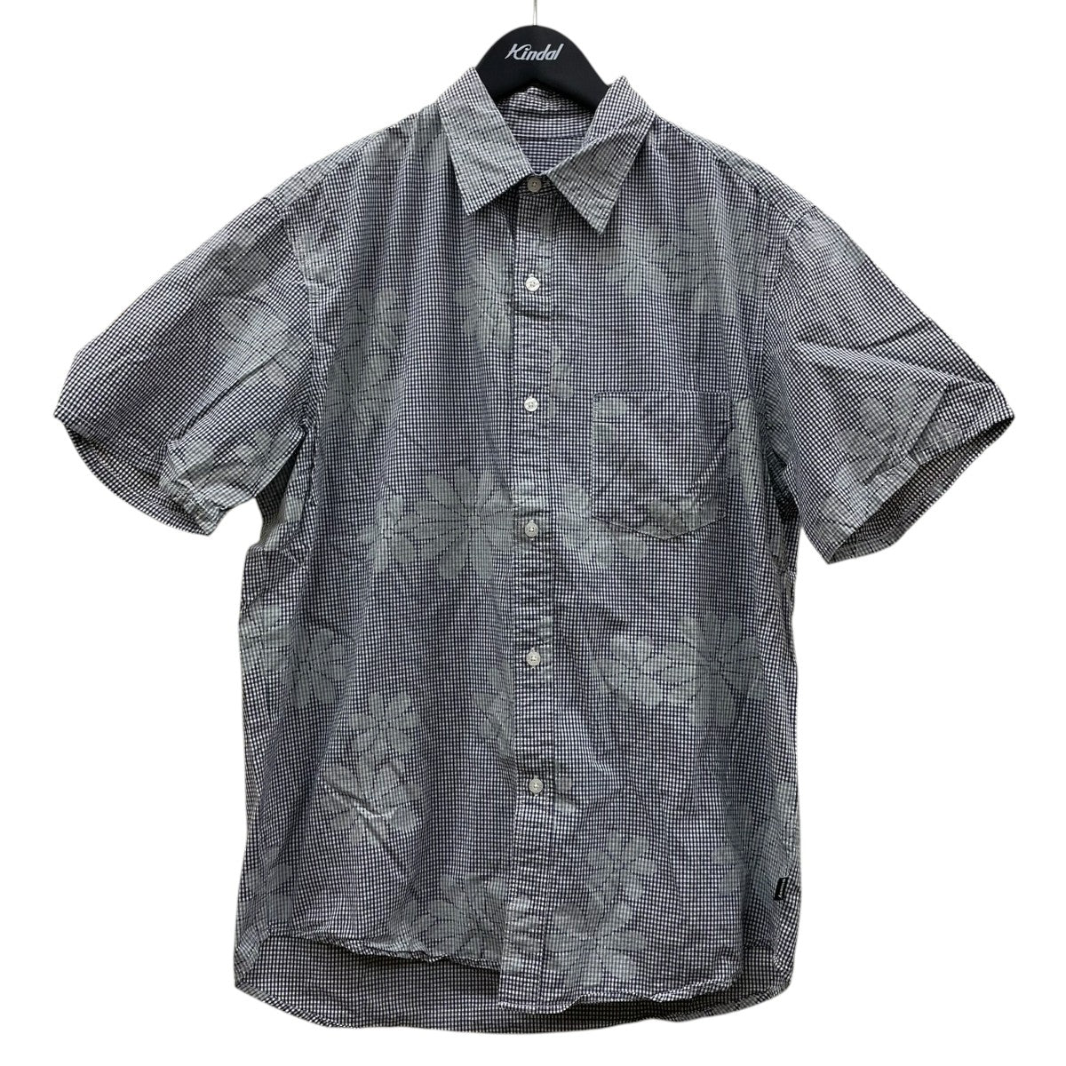 stussy 花プリント チェック柄 半袖シャツ コットンシャツ 古着・中古-1枚目のアイテム画像