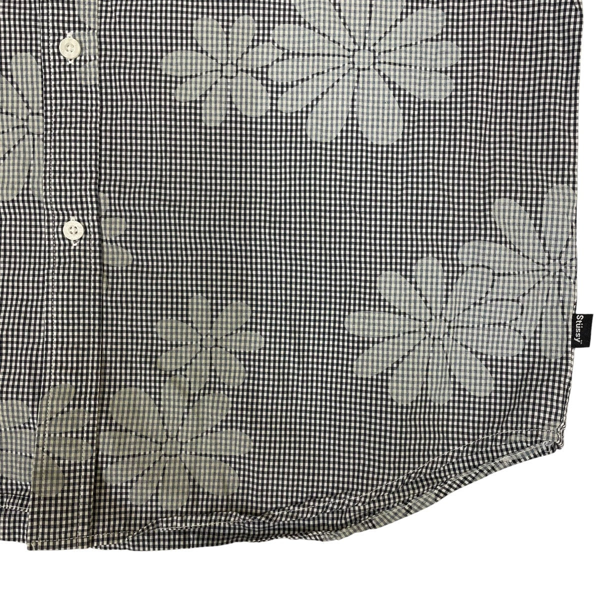 stussy 花プリント チェック柄 半袖シャツ コットンシャツ 古着・中古-4枚目のアイテム画像