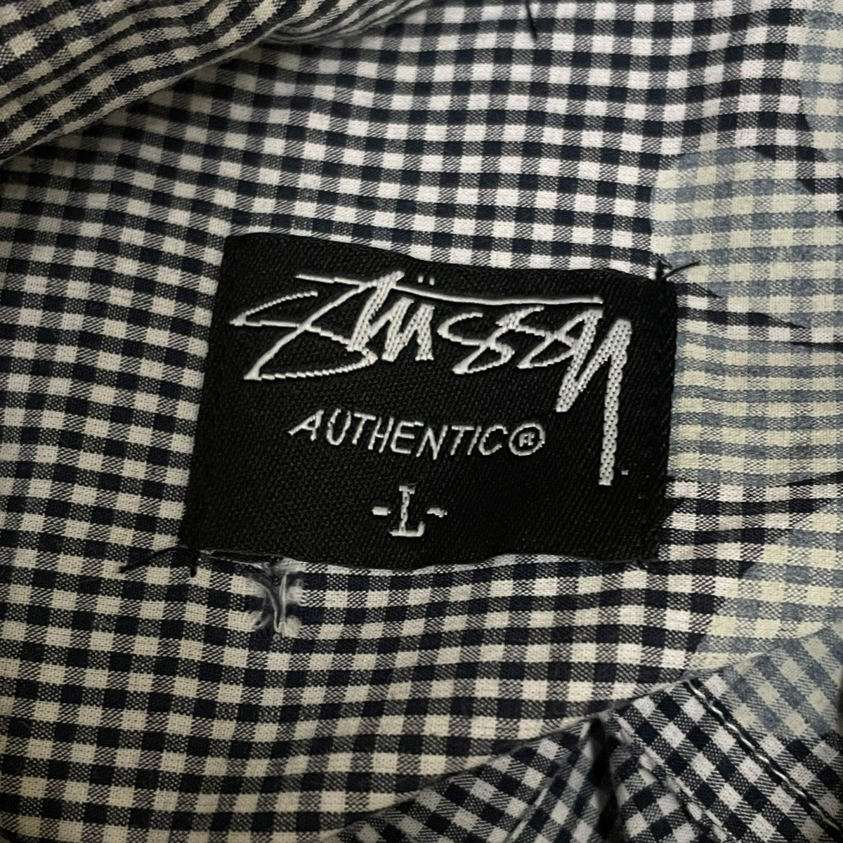 stussy 花プリント チェック柄 半袖シャツ コットンシャツ 古着・中古-5枚目のアイテム画像