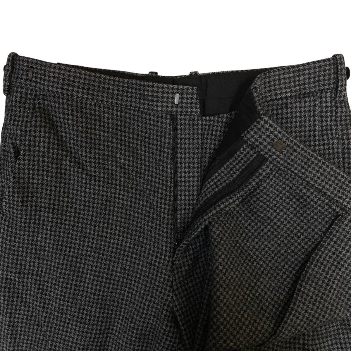 13AWLONG APRON SLIM STRAIGHT SLACKS ロングエプロン スリムストレートスラックス千鳥格子柄 ウールパンツ2213-571