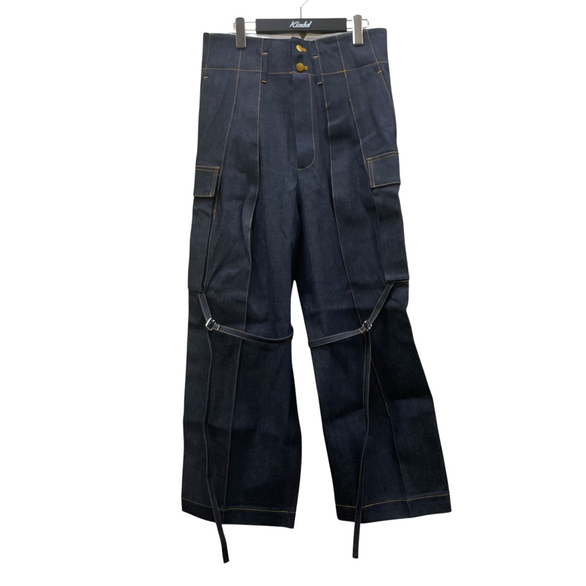 BECOME TREE HIGH-WAIST BAGGY CARGO INDIGO STRETCH DENIM PANTSデニムパンツBT-8501 古着・中古-1枚目のアイテム画像