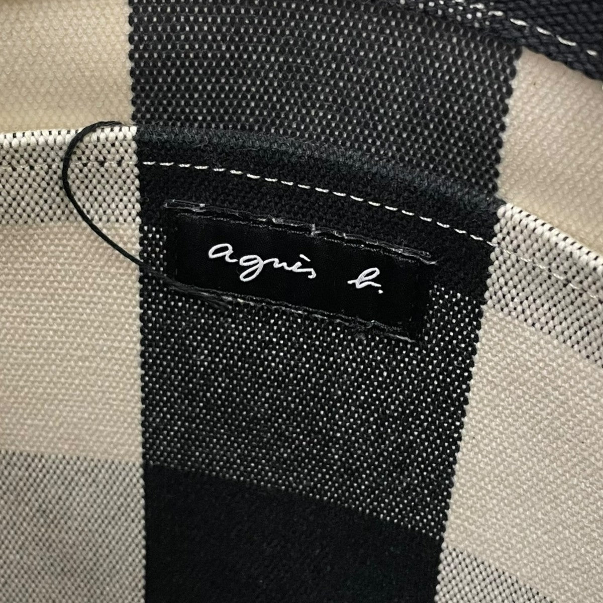 ブランドロゴ刺繍 ギンガムチェック柄 スクエア型 ジャカード生地 トートバッグUAX05 02