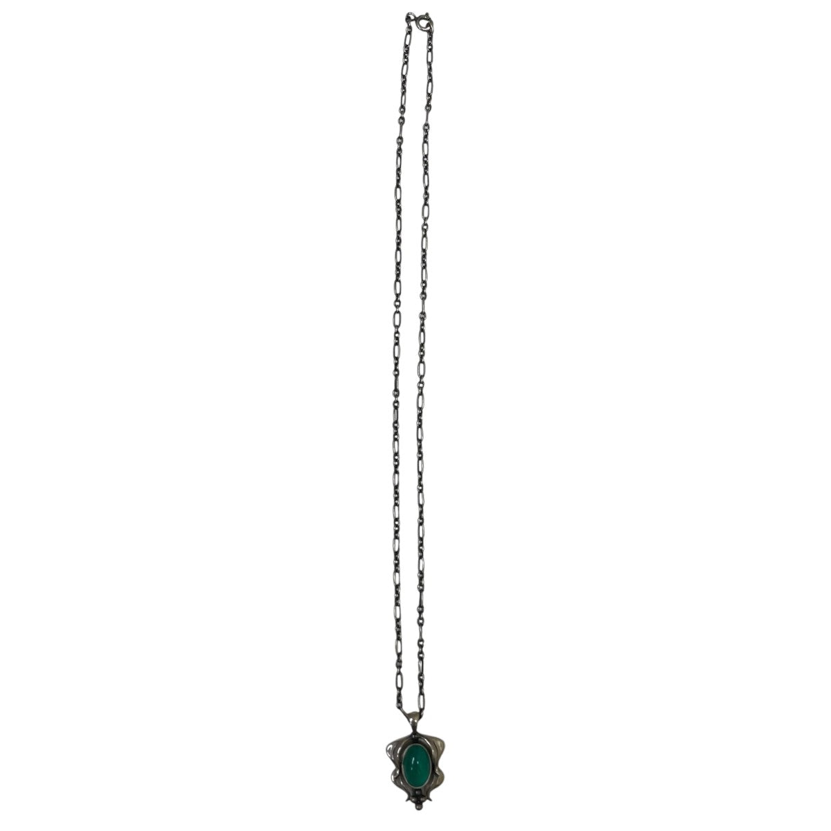 Georg Jensen アジア限定 グリーンアゲートイヤーペンダント ネックレス 古着・中古-2枚目のアイテム画像
