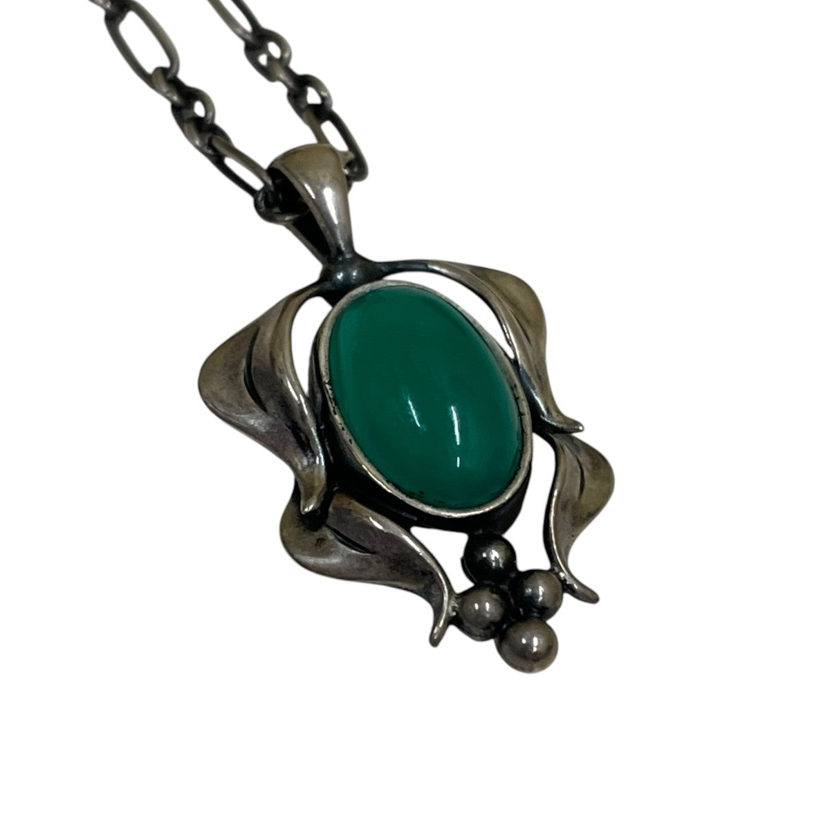 Georg Jensen アジア限定 グリーンアゲートイヤーペンダント ネックレス 古着・中古-4枚目のアイテム画像