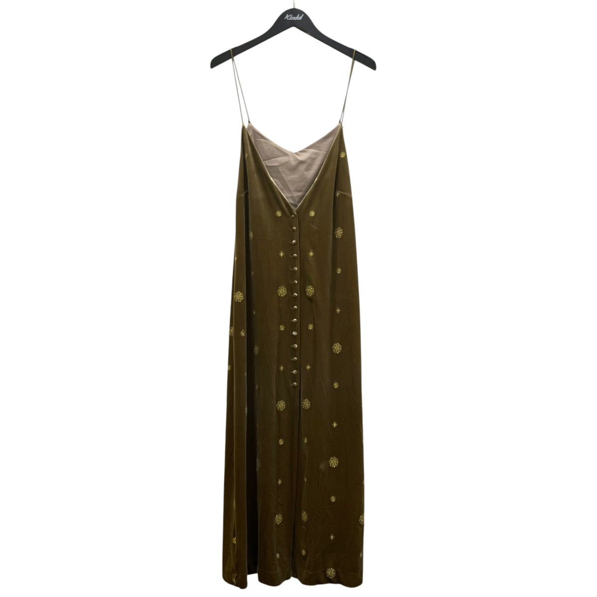 GLITTER EMBROIDERY VELOUR LONG TOP総柄 雪結晶 キャミソールワンピース01320490790