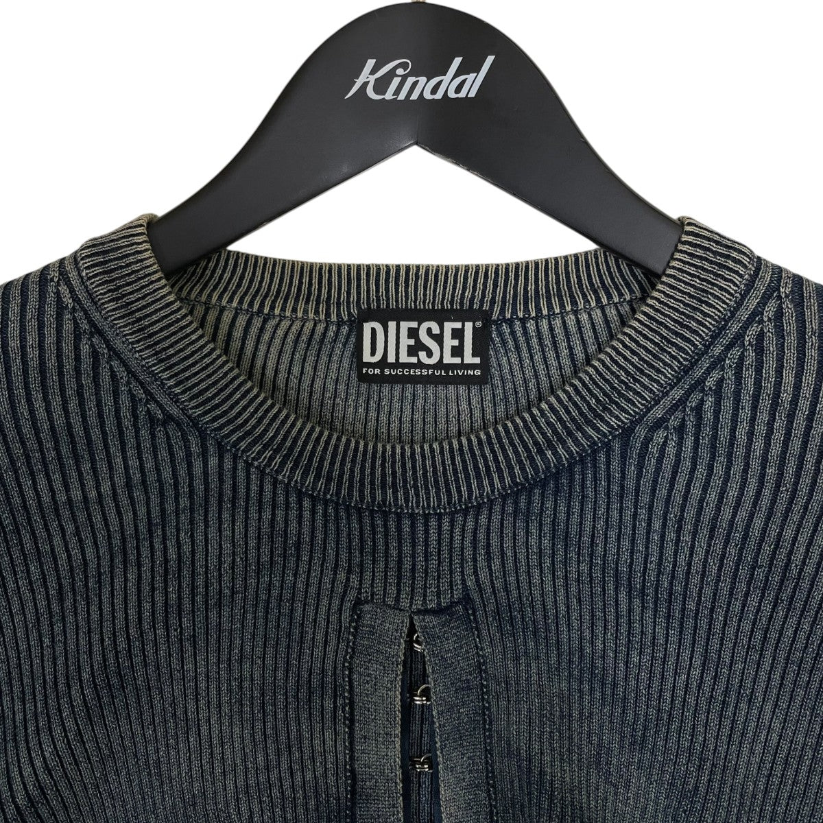 DIESEL フロントホック付き ウォッシュ加工 長袖リブニット ロングスリーブカットソー 古着・中古-3枚目のアイテム画像
