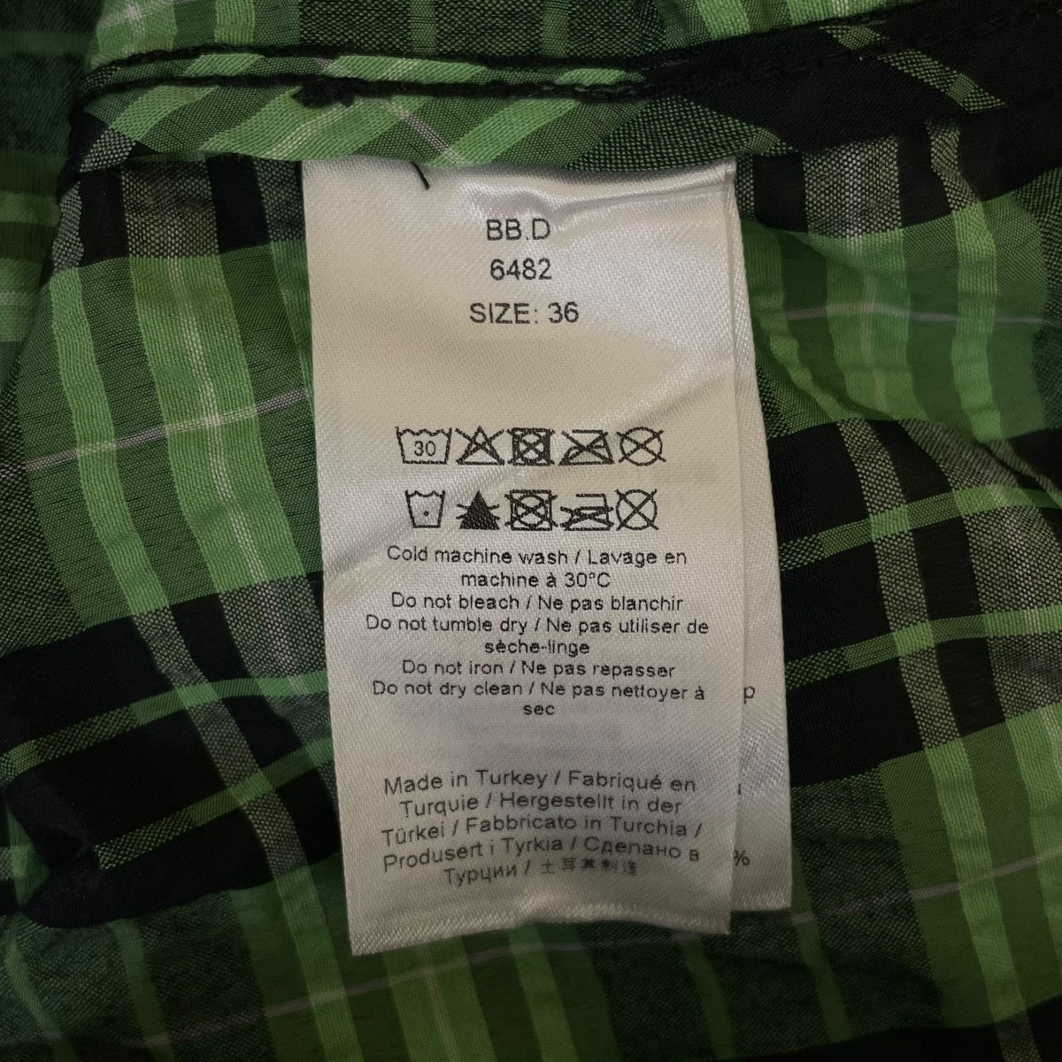 Ganni シアサッカーチェックワンピースギンガムチェック柄 長袖ワンピース6482 古着・中古-5枚目のアイテム画像