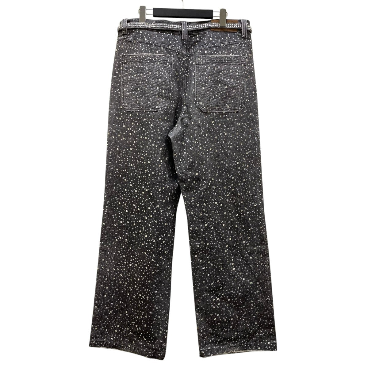 Birth Of Royal Child ウエストベルト付き ラインストーン コットン ストレートデニムパンツ 古着・中古-2枚目のアイテム画像
