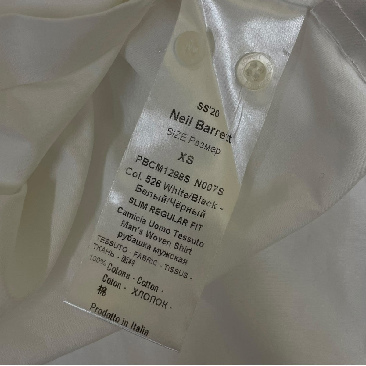 NEIL BARRETT 稲妻 プリント コットン 長袖ドレスシャツ カジュアルシャツPBCM1298S N007S 古着・中古-6枚目のアイテム画像