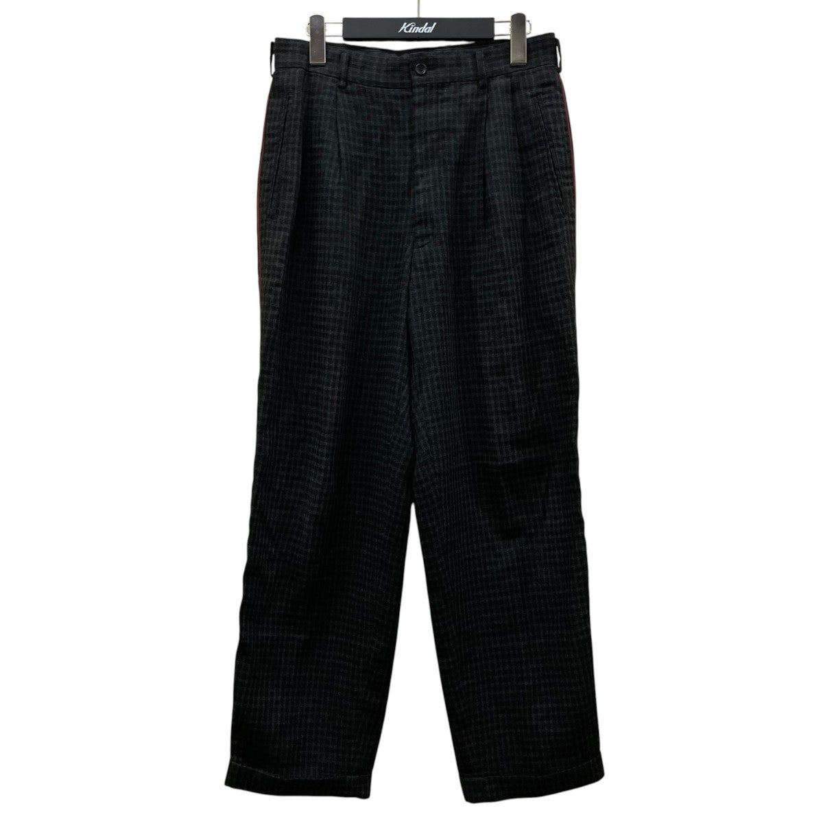 COMME des GARCONS HOMME 田中オムチェック柄 サイドライン リネン コットン スラックス パンツHP-02010S 古着・中古-1枚目のアイテム画像