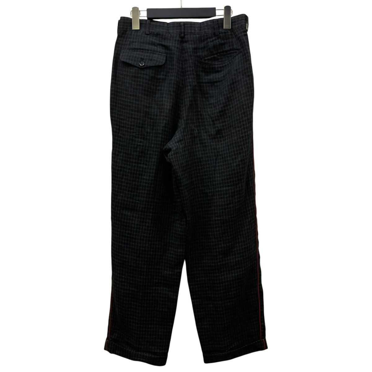 COMME des GARCONS HOMME 田中オムチェック柄 サイドライン リネン コットン スラックス パンツHP-02010S 古着・中古-2枚目のアイテム画像