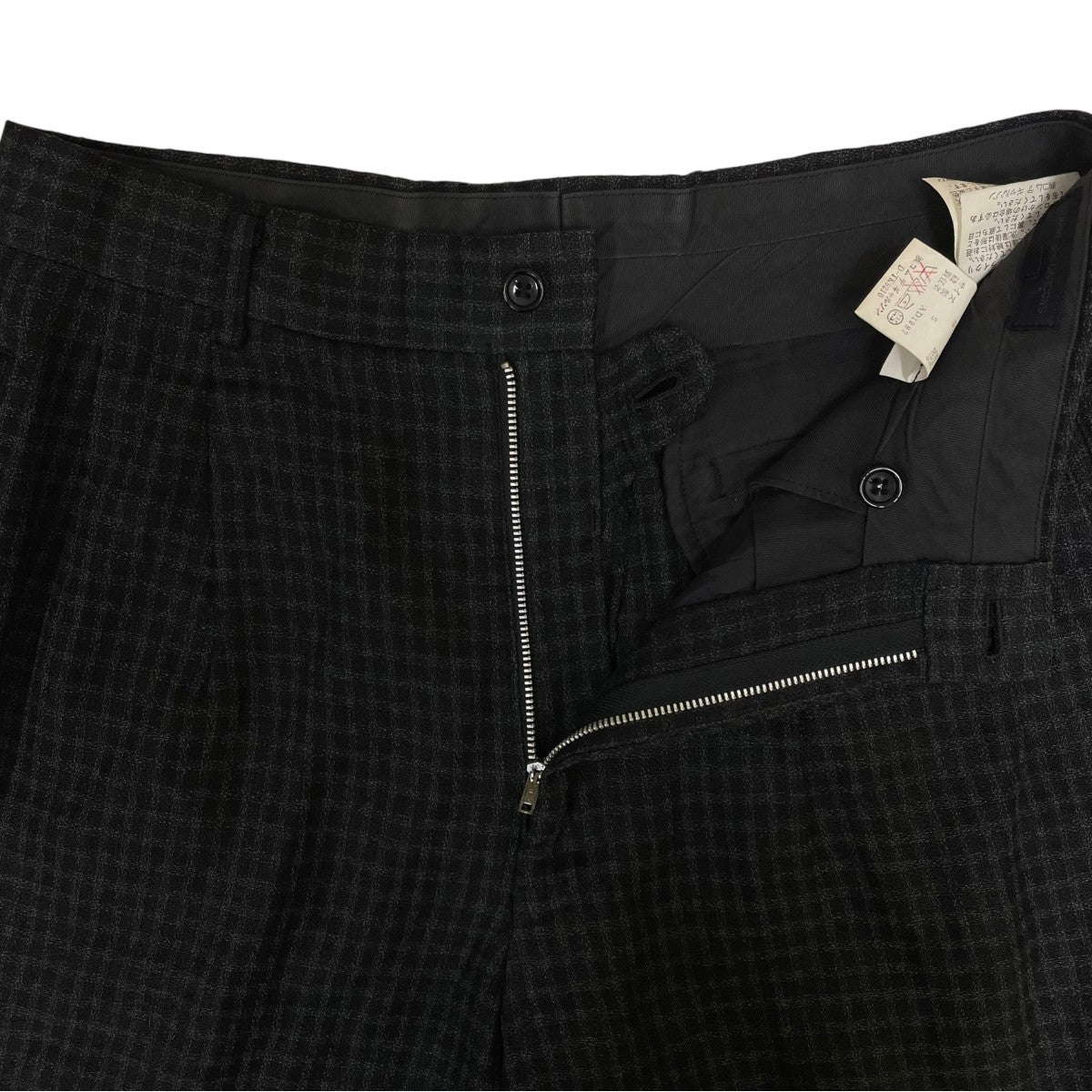 COMME des GARCONS HOMME 田中オムチェック柄 サイドライン リネン コットン スラックス パンツHP-02010S 古着・中古-4枚目のアイテム画像