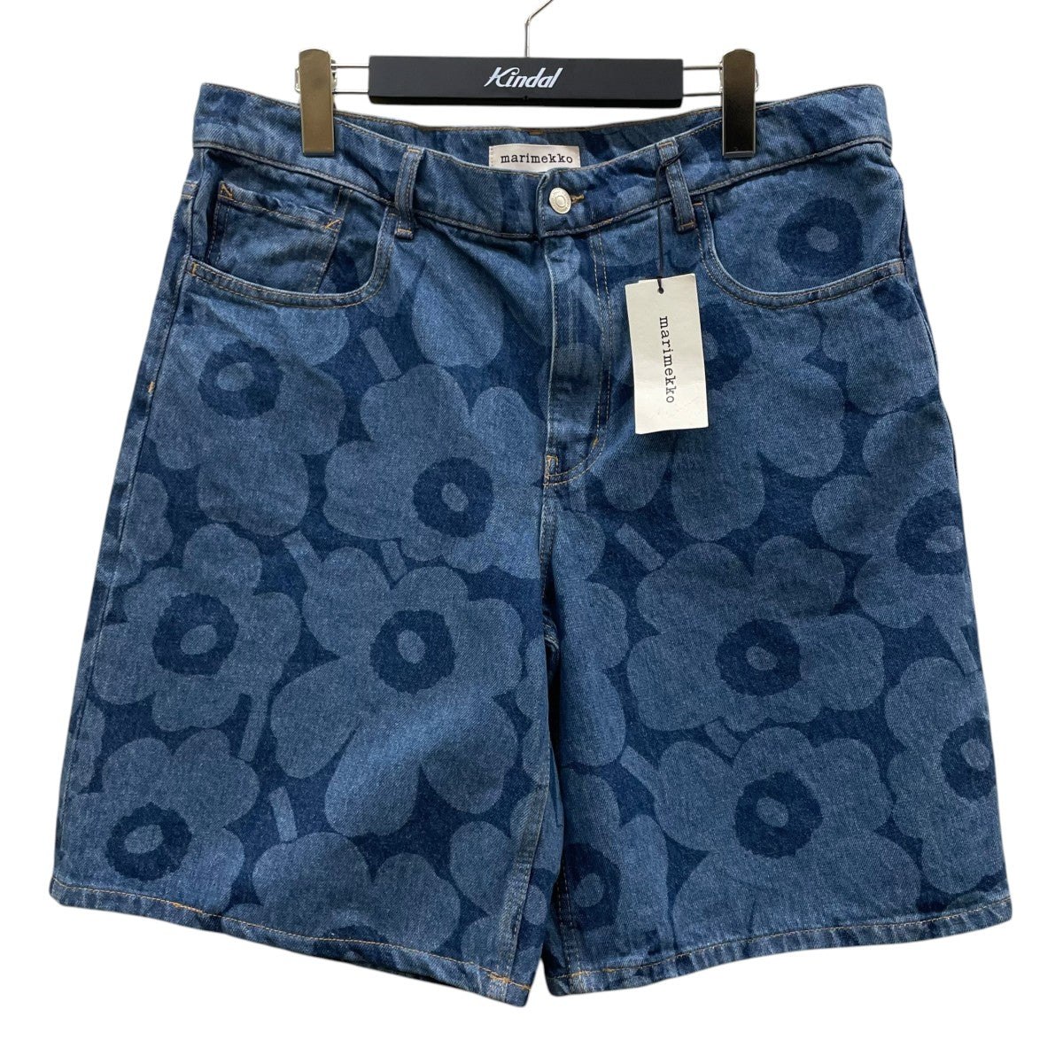 marimekko Maridenim Marssi Unikko花柄 プリント コットン デニムショートパンツ ハーフパンツ094305 古着・中古-1枚目のアイテム画像