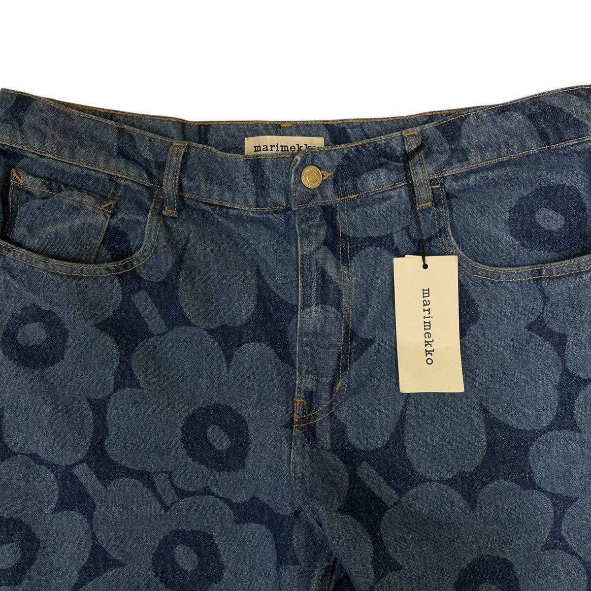 marimekko Maridenim Marssi Unikko花柄 プリント コットン デニムショートパンツ ハーフパンツ094305 古着・中古-3枚目のアイテム画像