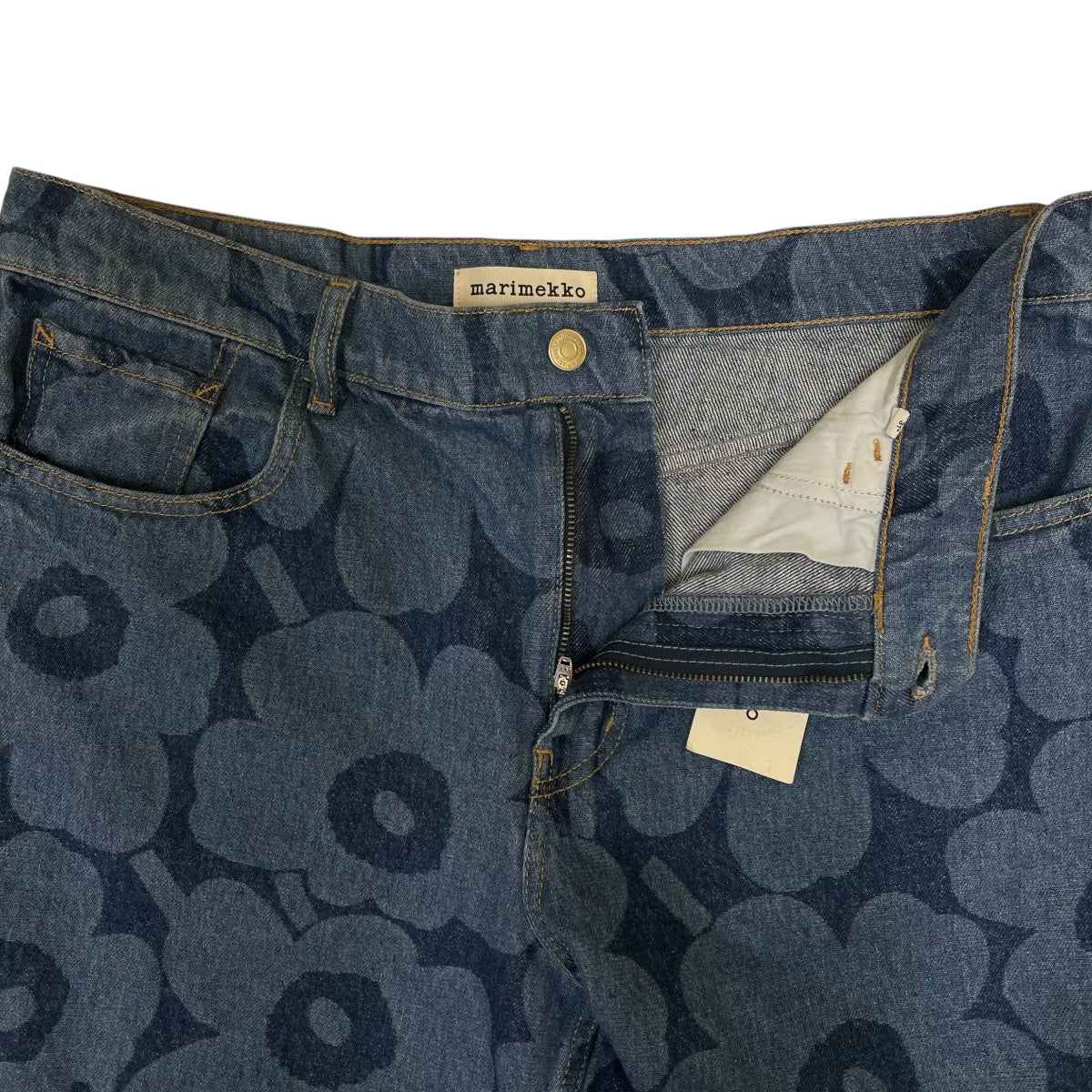 marimekko Maridenim Marssi Unikko花柄 プリント コットン デニムショートパンツ ハーフパンツ094305 古着・中古-4枚目のアイテム画像