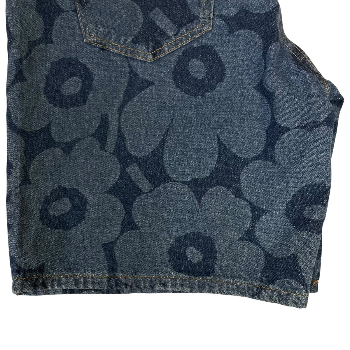 marimekko Maridenim Marssi Unikko花柄 プリント コットン デニムショートパンツ ハーフパンツ094305 古着・中古-5枚目のアイテム画像
