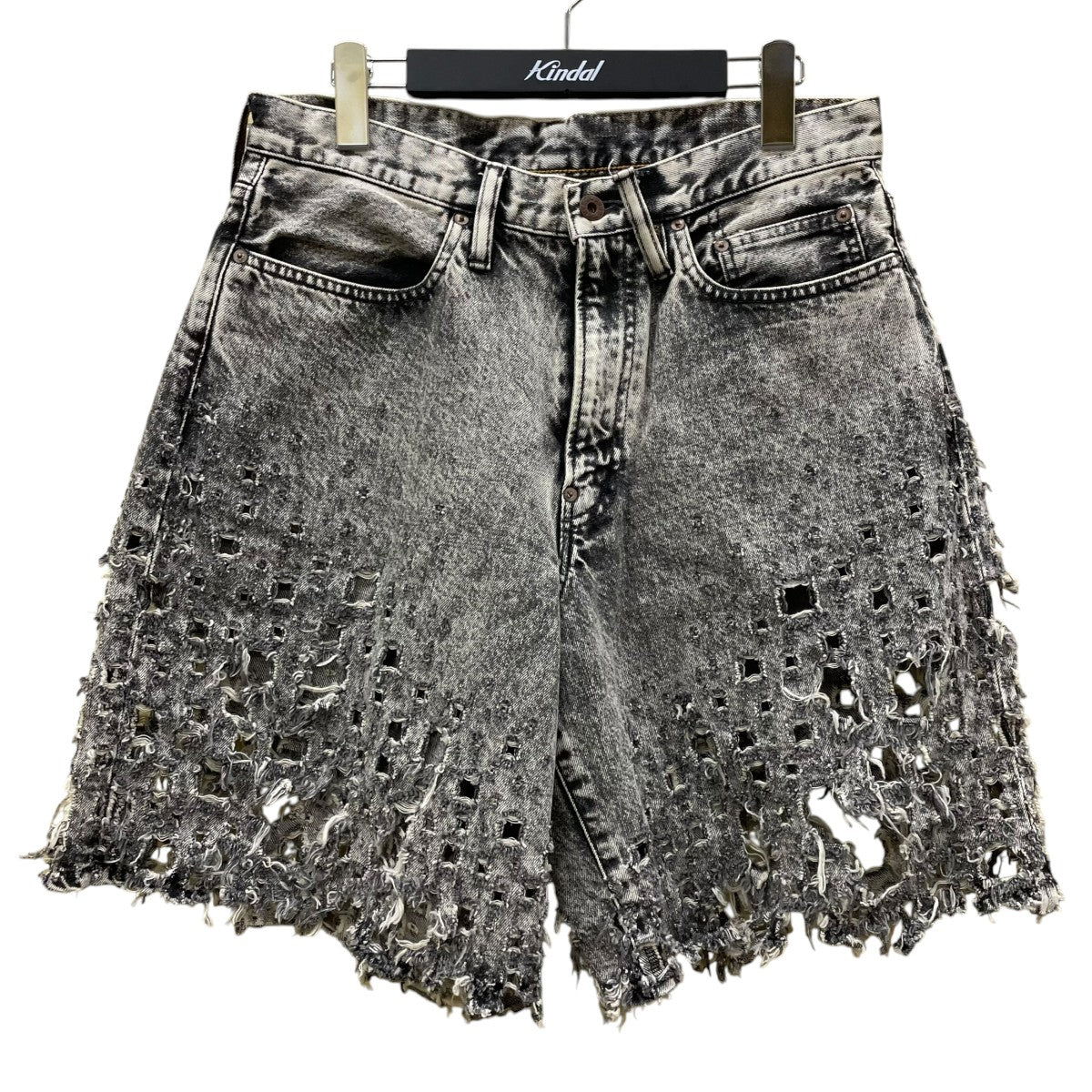 SUGARHILL CRASHED BLACK MODERN DENIM WIDE SHORTSダメージ加工 デニムショートパンツ ハーフパンツ2441000434 古着・中古-1枚目のアイテム画像