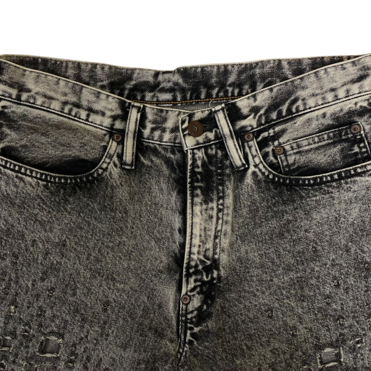 SUGARHILL CRASHED BLACK MODERN DENIM WIDE SHORTSダメージ加工 デニムショートパンツ ハーフパンツ2441000434 古着・中古-3枚目のアイテム画像