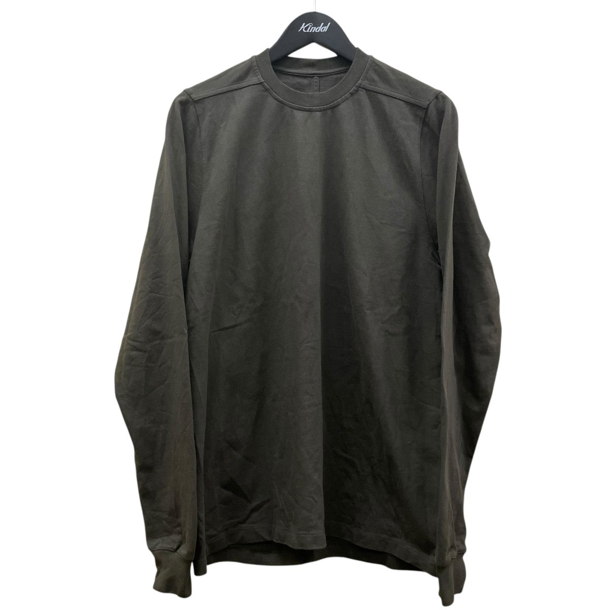 RICK OWENS 無地 コットン ロングスリーブカットソー 長袖TシャツRU02E1277-BA 古着・中古-1枚目のアイテム画像