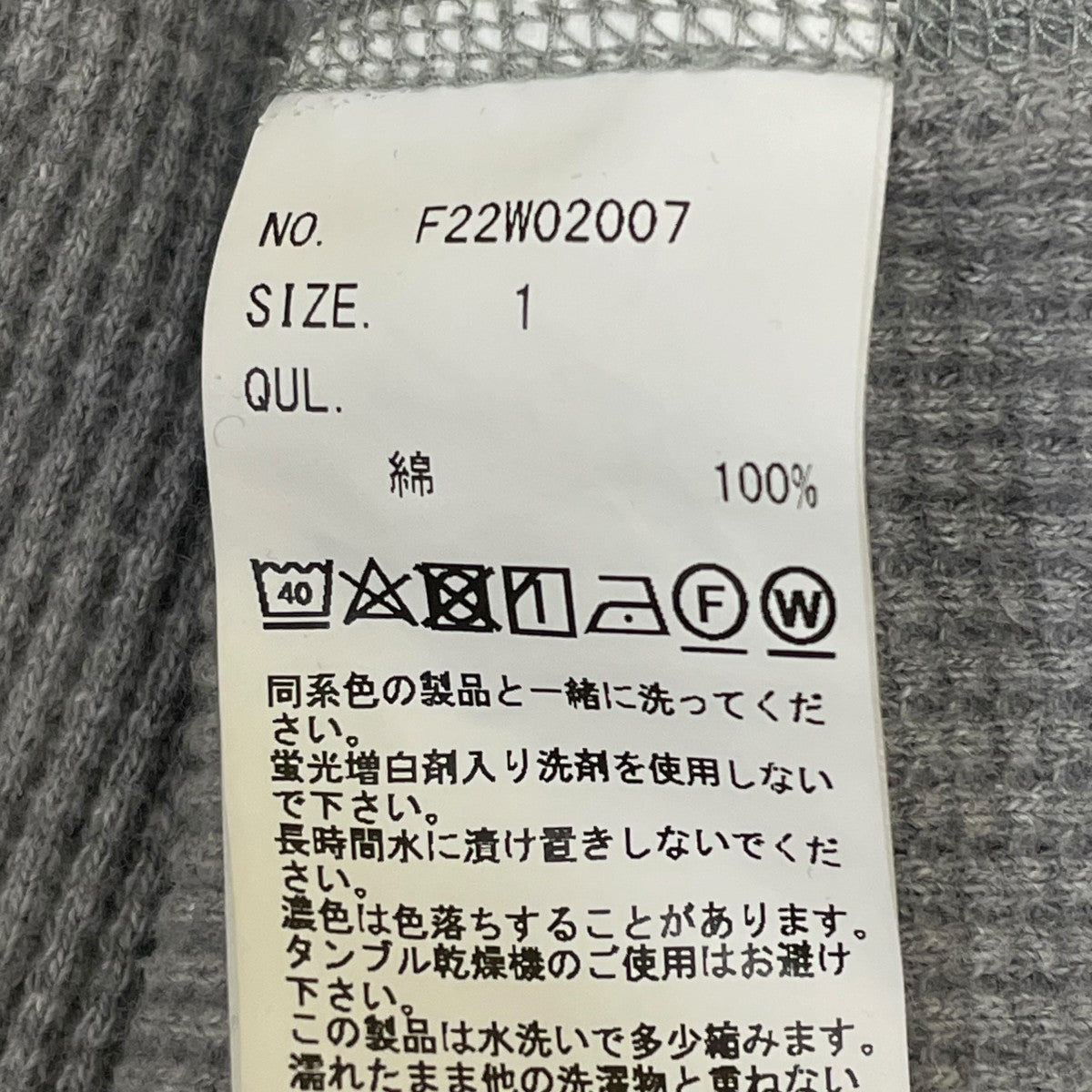 FACCIES Waffle Vintage HenryサーマルカットソーF22W02007 古着・中古-5枚目のアイテム画像