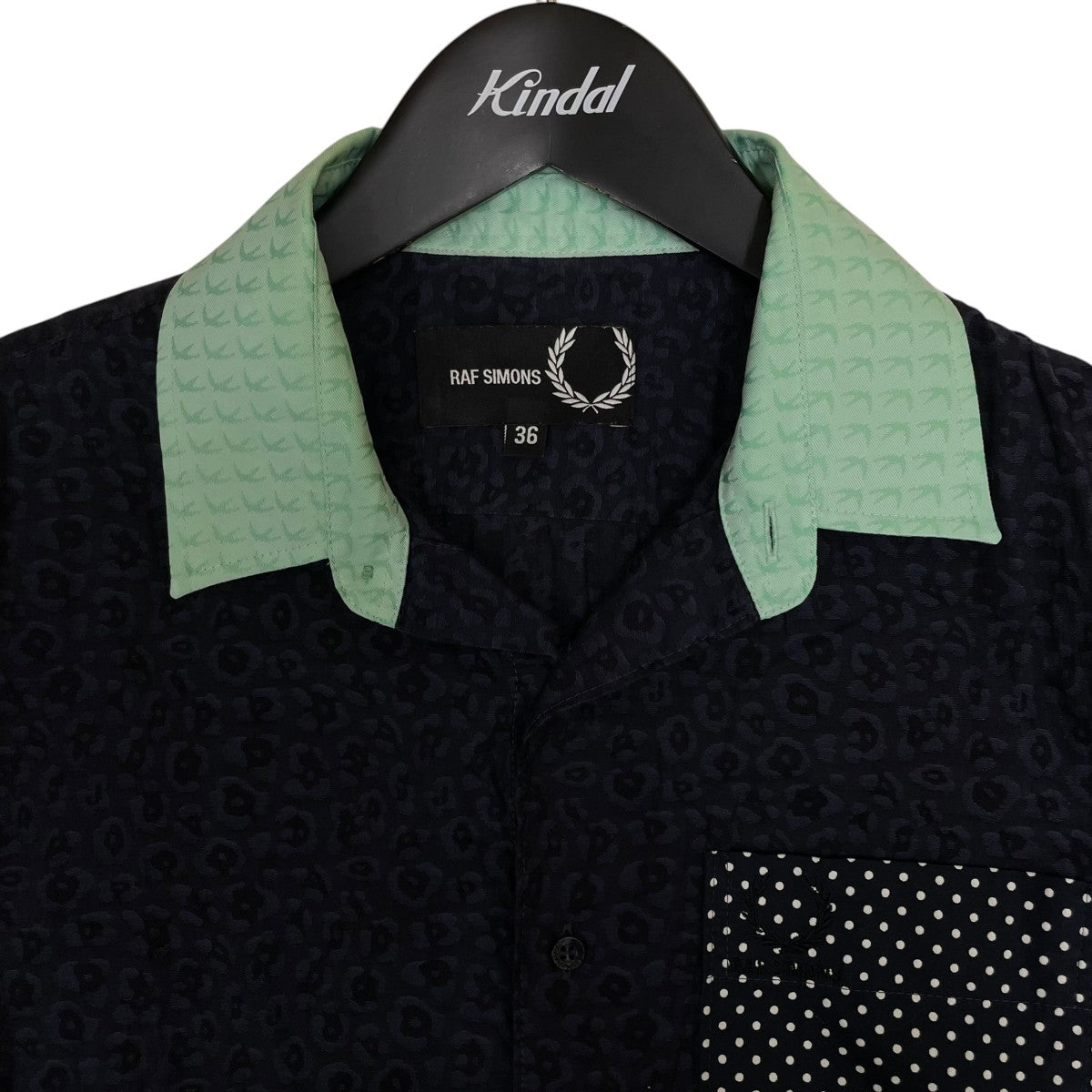 RAF SIMONS×FRED PERRY 花柄 ドット柄 ストライプ柄 切替 デザイン オープンカラー 半袖シャツ コットンシャツSM4230 古着・中古-3枚目のアイテム画像
