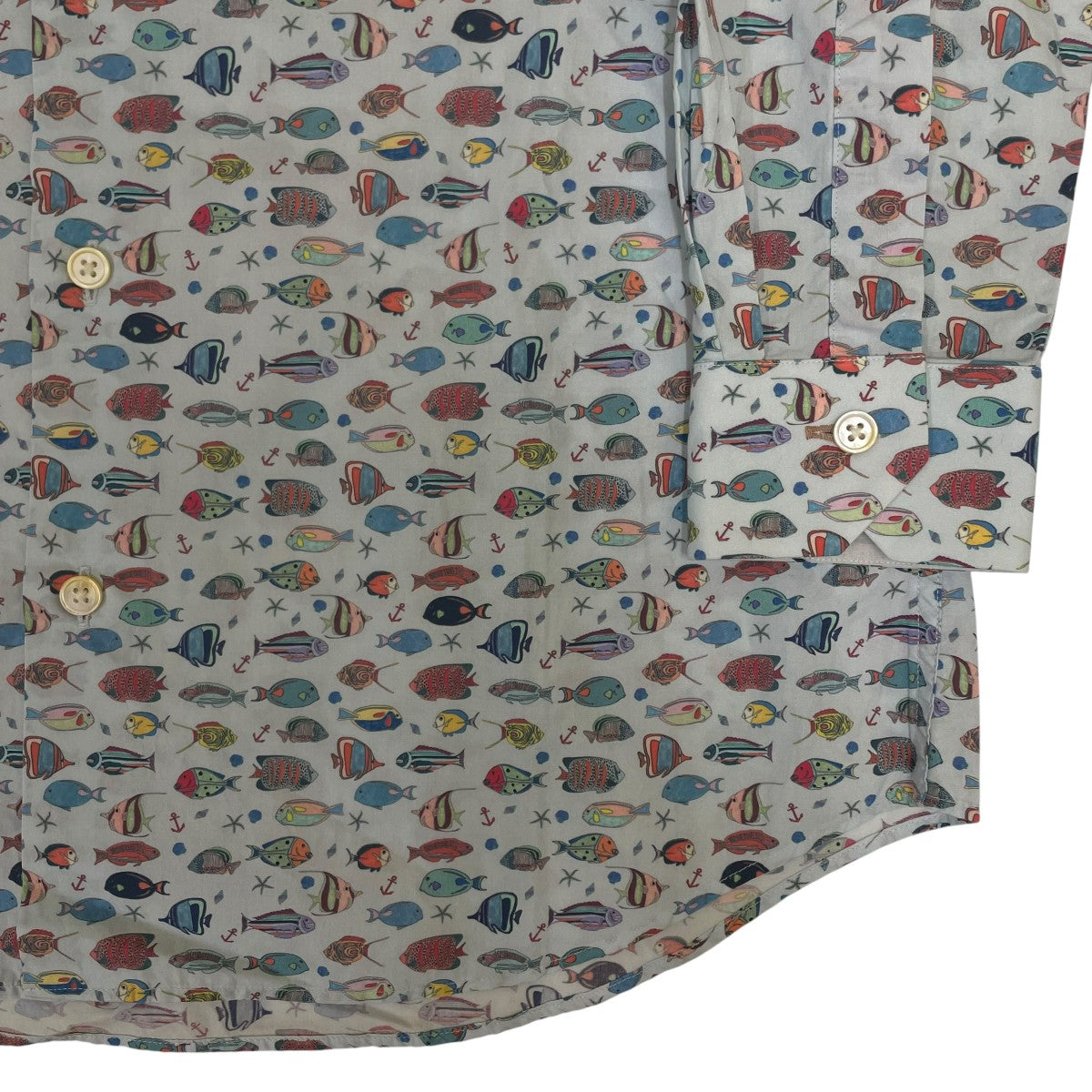 Paul Smith 魚 プリント 長袖シャツ コットンシャツPF WR 66378 古着・中古-4枚目のアイテム画像