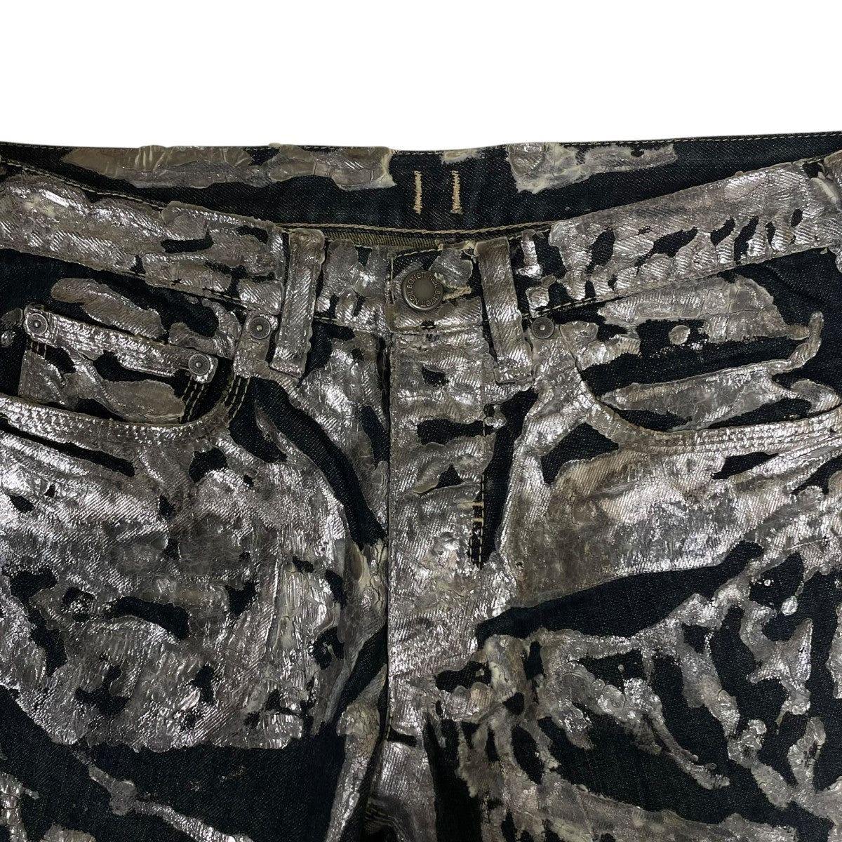 NEIL BARRETT 切替 デザイン シルバーペイントコーティング ブリーチ加工 デニムパンツBDE134 古着・中古-3枚目のアイテム画像