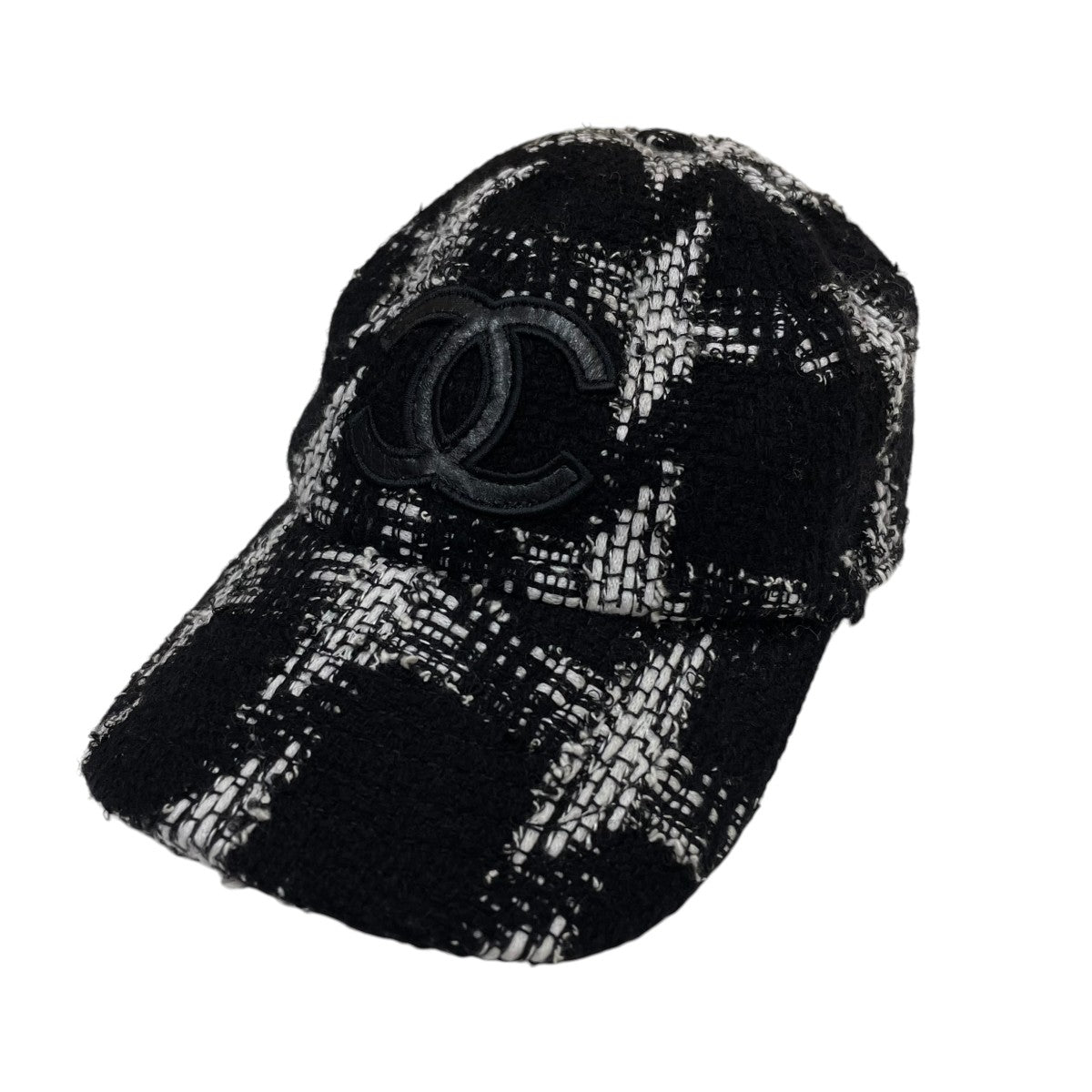 CHANEL ココマークツイードレザーロゴワッペン キャップ 古着・中古-1枚目のアイテム画像