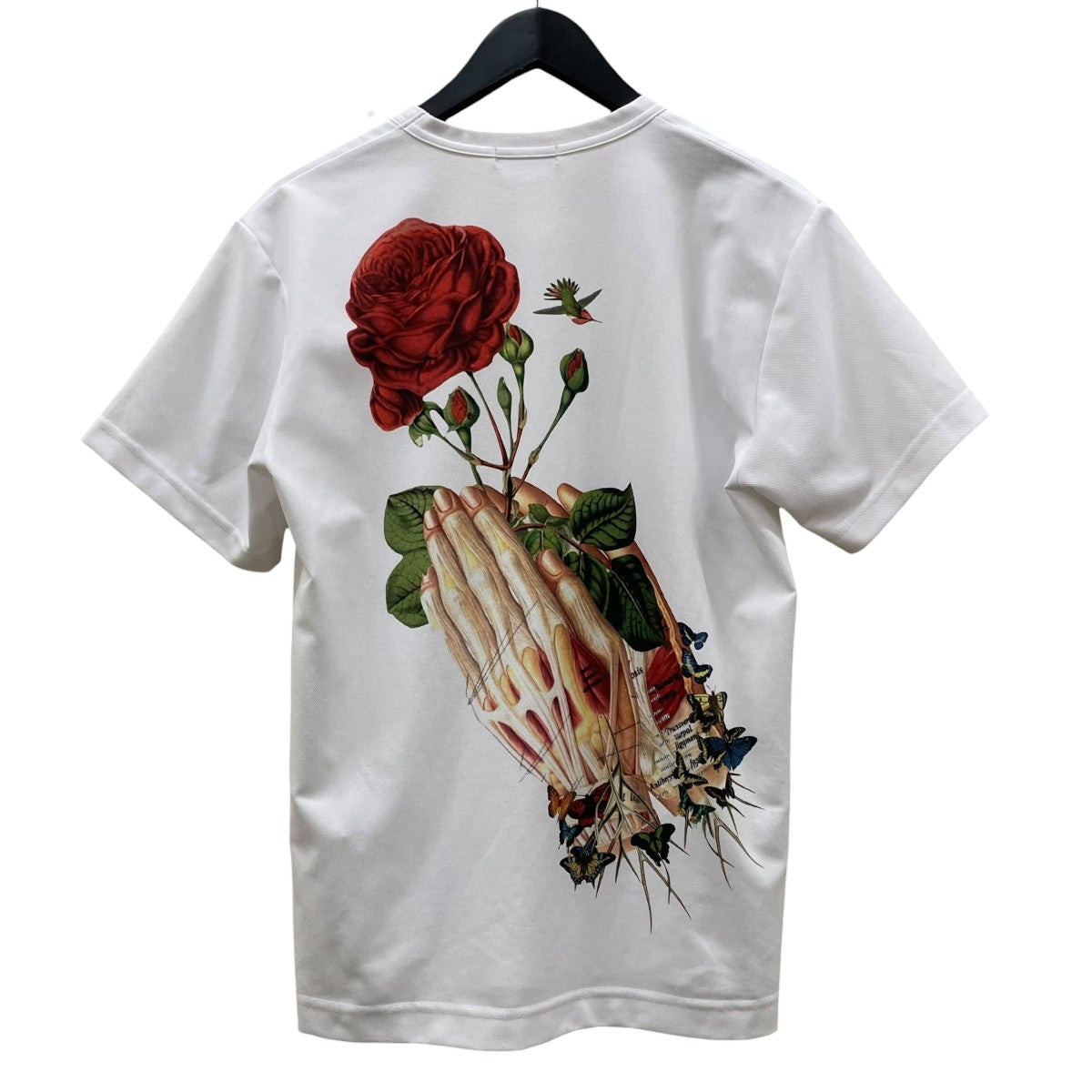薔薇 グラフィックプリント ポリエステル 半袖TシャツPI-T014