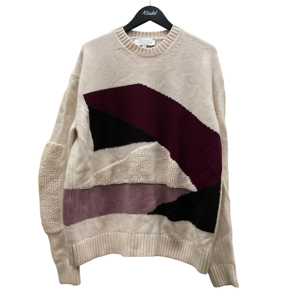 STUDIO NICHOLSON 22AWPALME SHAGGY PATCHWORK KNITパルム シャギーパッチワークニット 総柄ニット51-10-122007 古着・中古-1枚目のアイテム画像