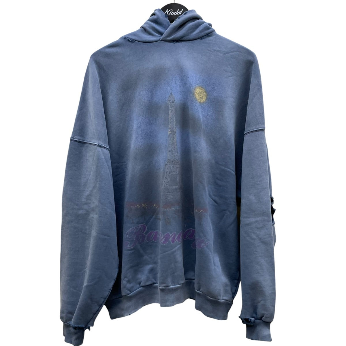 24SSParis Moon Hoodie デストロイ加工プルオーバーパーカー7444462