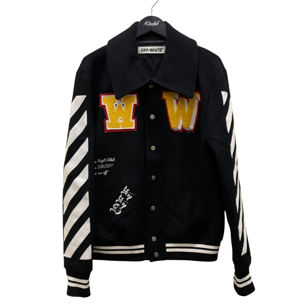 OFFWHITE Black Wool Varsity Jacketスタジャン 古着・中古-1枚目のアイテム画像