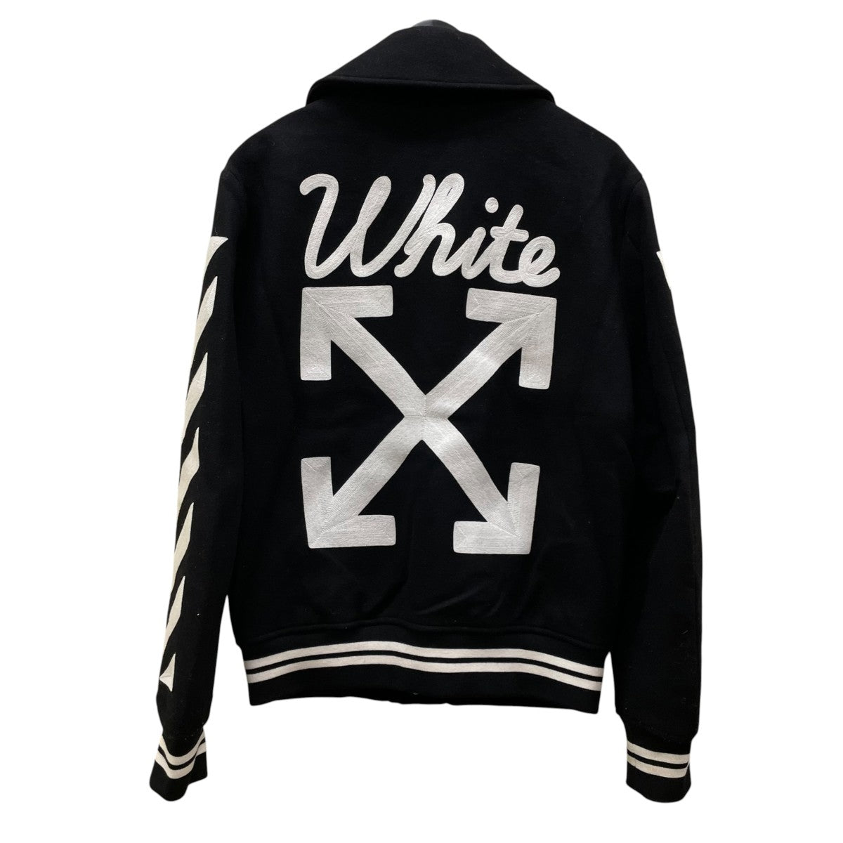 OFFWHITE Black Wool Varsity Jacketスタジャン 古着・中古-2枚目のアイテム画像