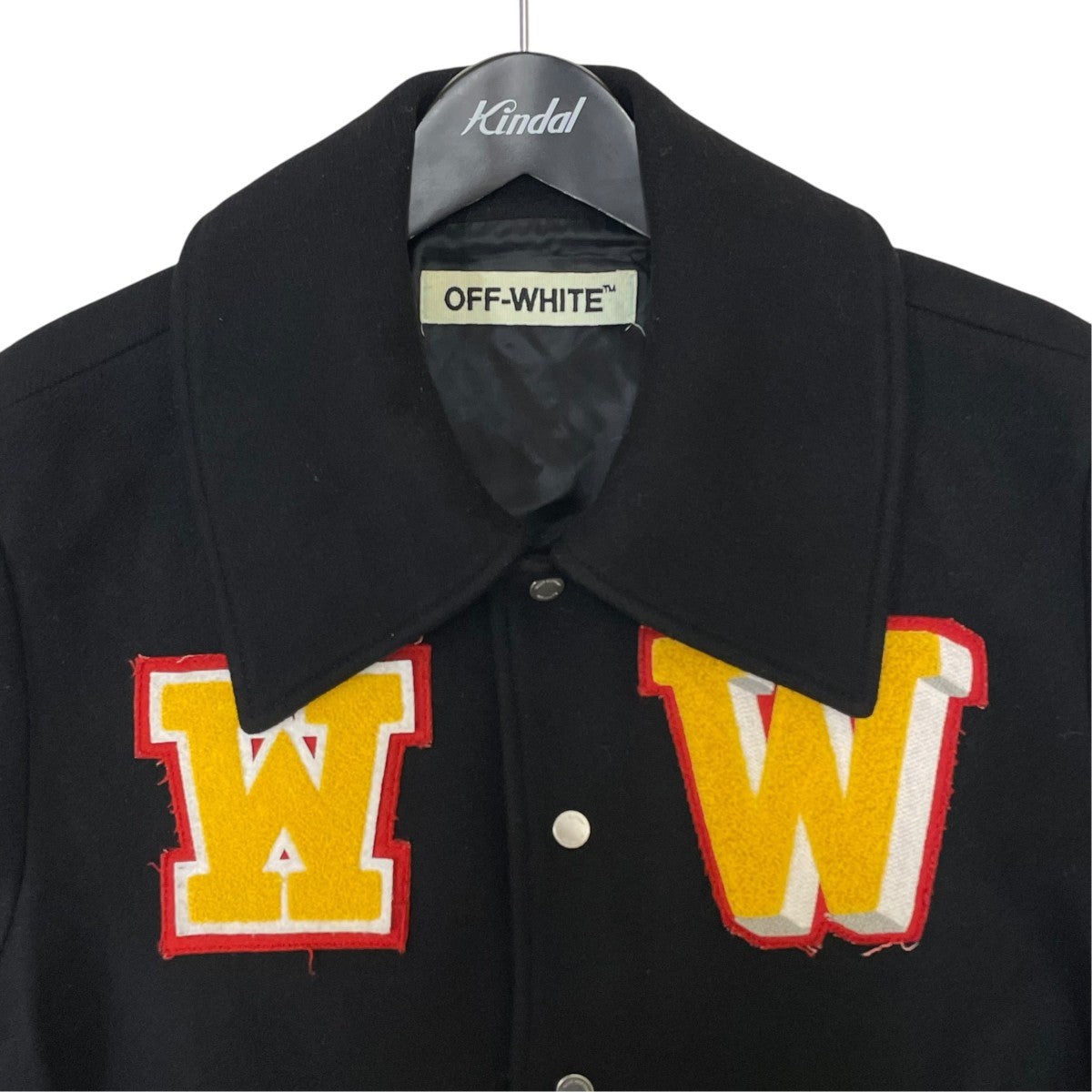 OFFWHITE Black Wool Varsity Jacketスタジャン 古着・中古-3枚目のアイテム画像