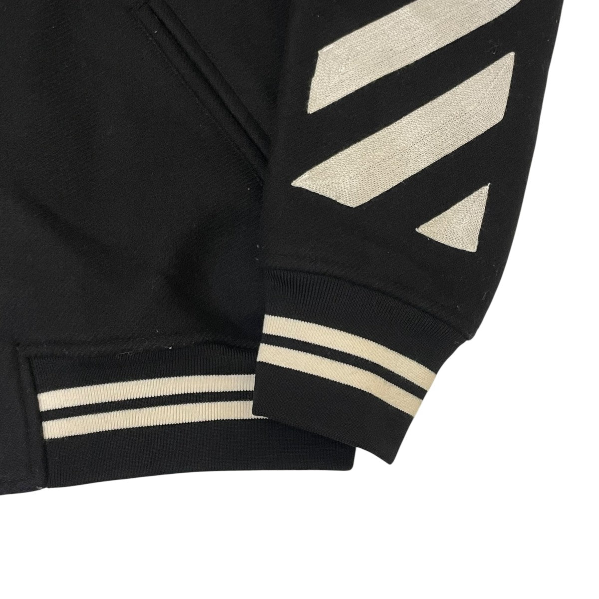 OFFWHITE Black Wool Varsity Jacketスタジャン 古着・中古-4枚目のアイテム画像