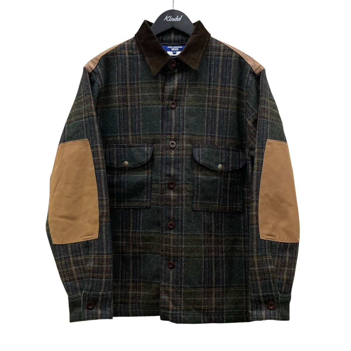 JUNYA WATANABE MAN×FILSON 25AWWネーム ウールチェックツイードレザージャケットウールジャケットWP-B002 古着・中古-1枚目のアイテム画像