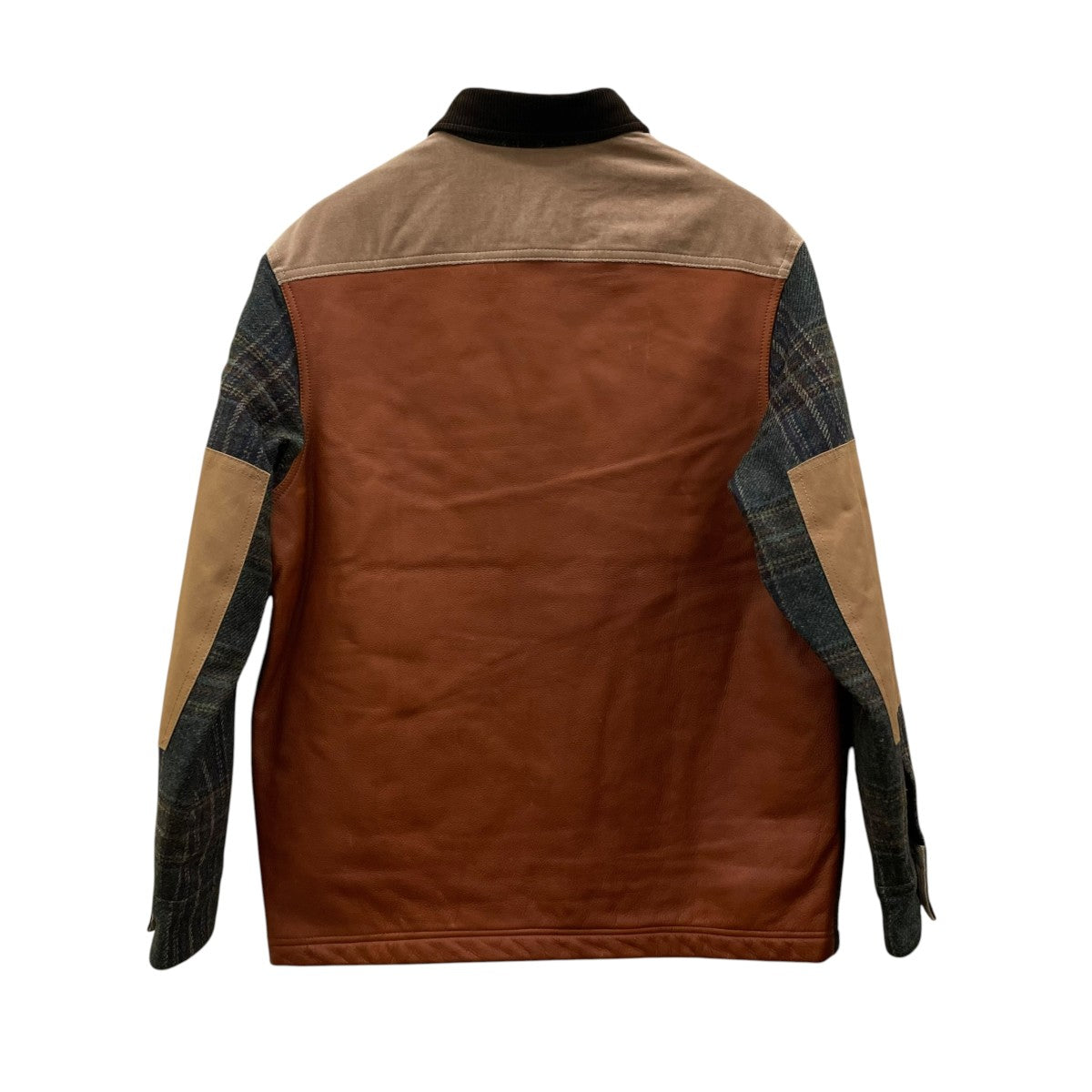 JUNYA WATANABE MAN×FILSON 25AWWネーム ウールチェックツイードレザージャケットウールジャケットWP-B002 古着・中古-2枚目のアイテム画像