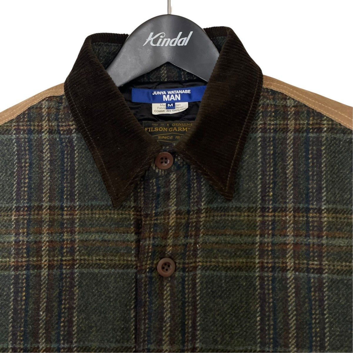 JUNYA WATANABE MAN×FILSON 25AWWネーム ウールチェックツイードレザージャケットウールジャケットWP-B002 古着・中古-3枚目のアイテム画像