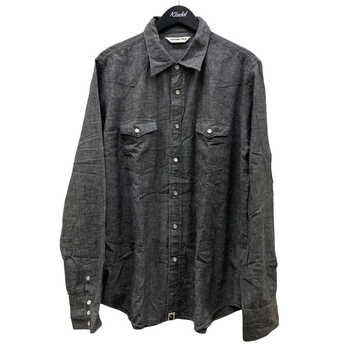 Bathing Ape APE SHALL NEVER KIL APEエイプヘッド ワッペン 長袖シャツ コットンシャツ