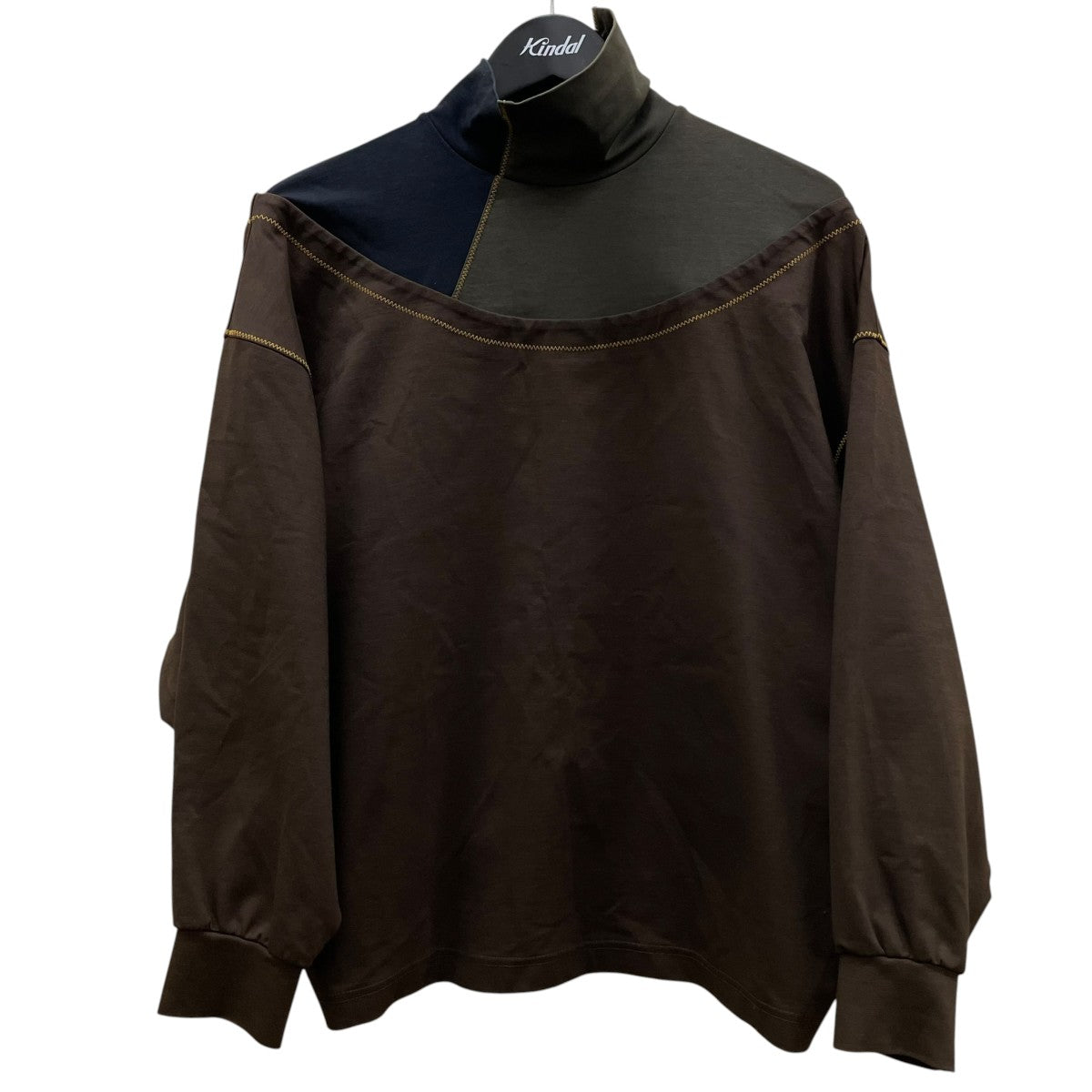 切替 アシンメトリー ハイネック ロングスリーブカットソー 長袖Tシャツ21WCL T02204