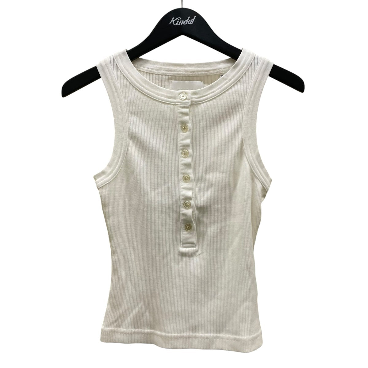 Caralyn Tankコットン リブ編みニット素材 ヘンリーネック ノースリーブカットソー タンクトップ9435-3004