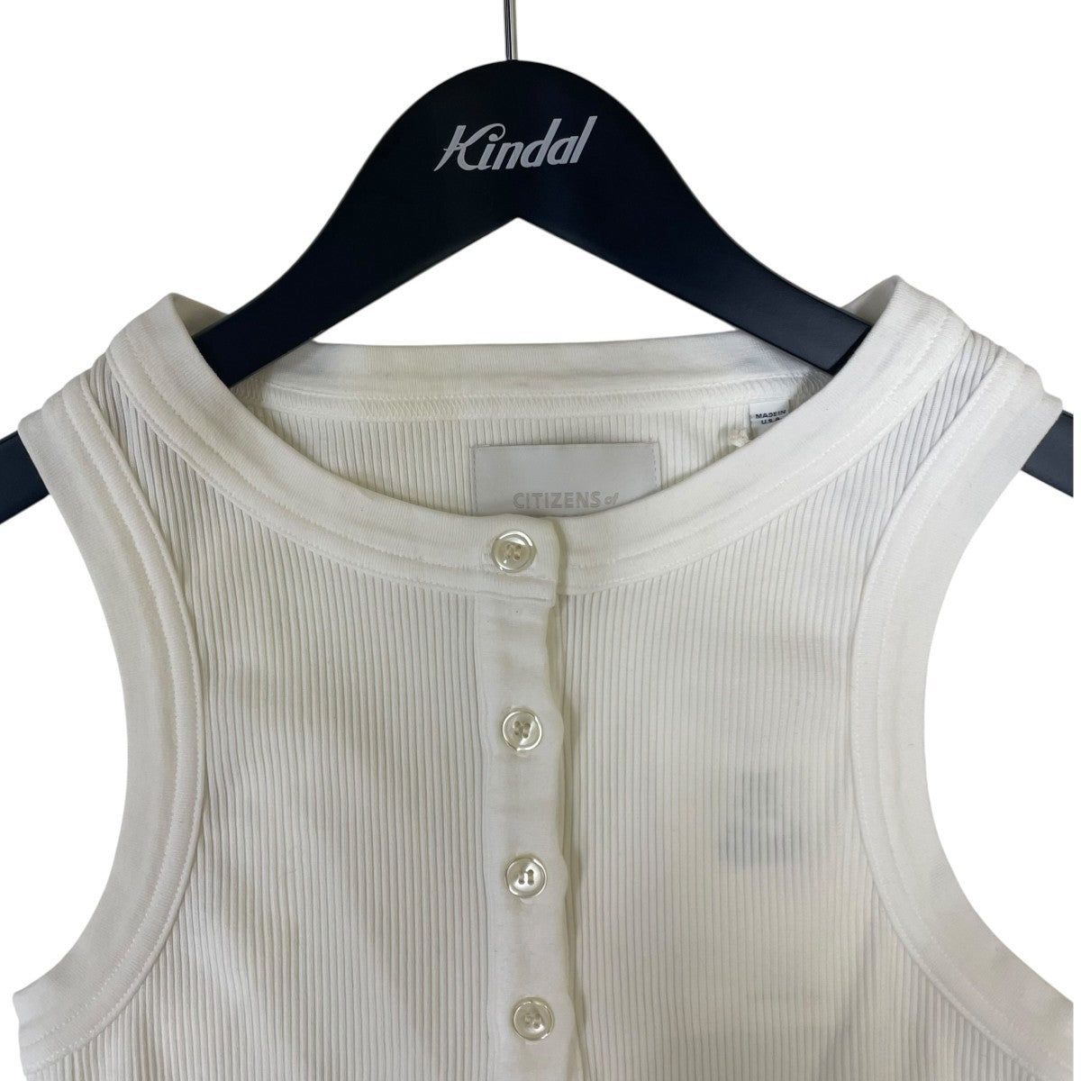 Caralyn Tankコットン リブ編みニット素材 ヘンリーネック ノースリーブカットソー タンクトップ9435-3004