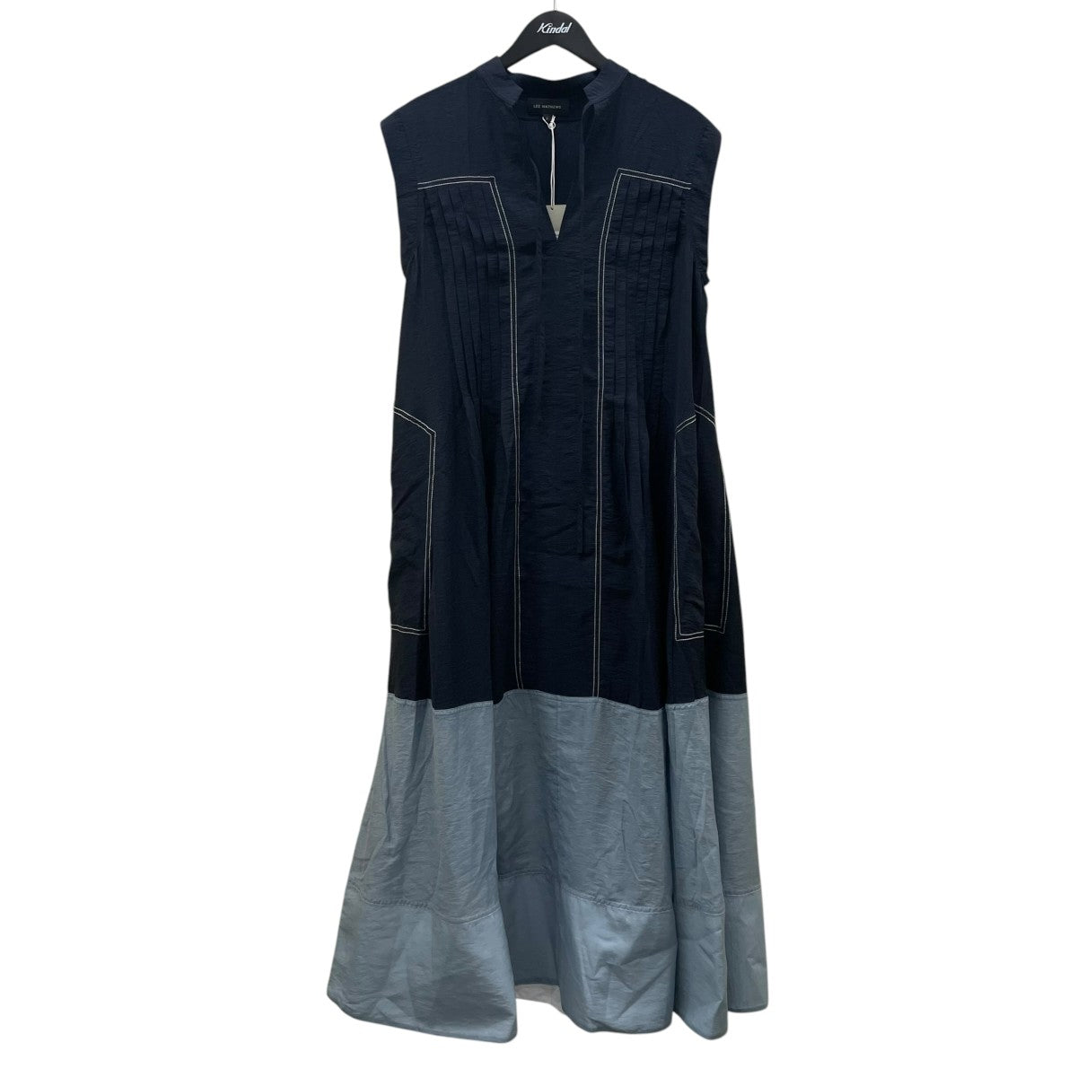 Ondine Maxi Dress オディーン パネル マキシドレスパネル切替デザイン プリーツ加工 Vネック ノースリーブワンピースM2601DR087