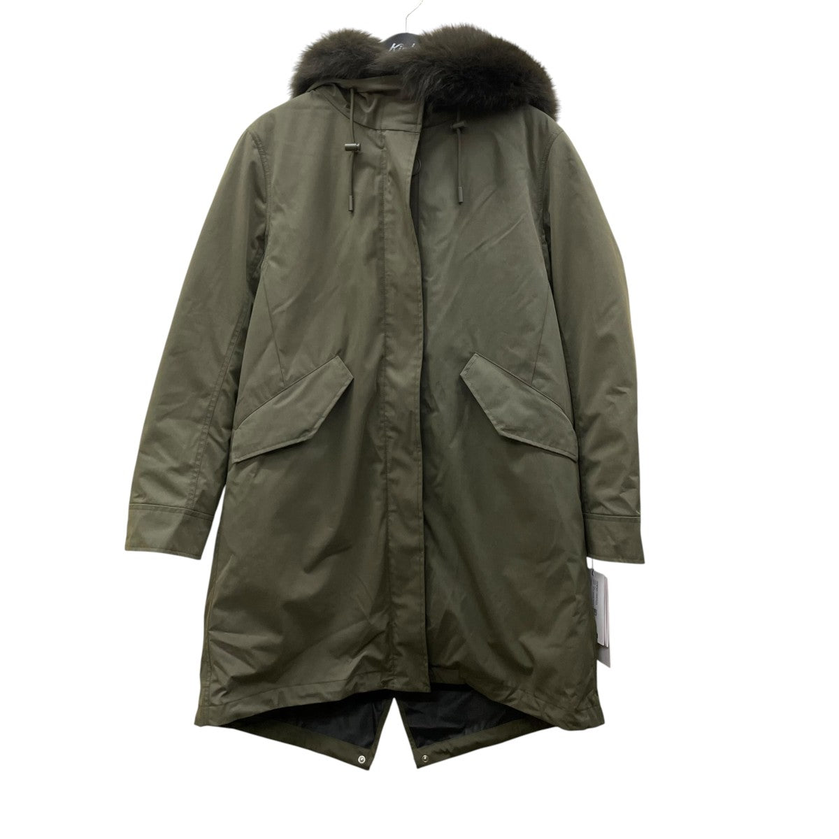 YVES SALOMON Long Iconic parka in waterproof cotton blend with fox and rabbit furモッズダウンコート22WFM01385F52X 古着・中古-1枚目のアイテム画像