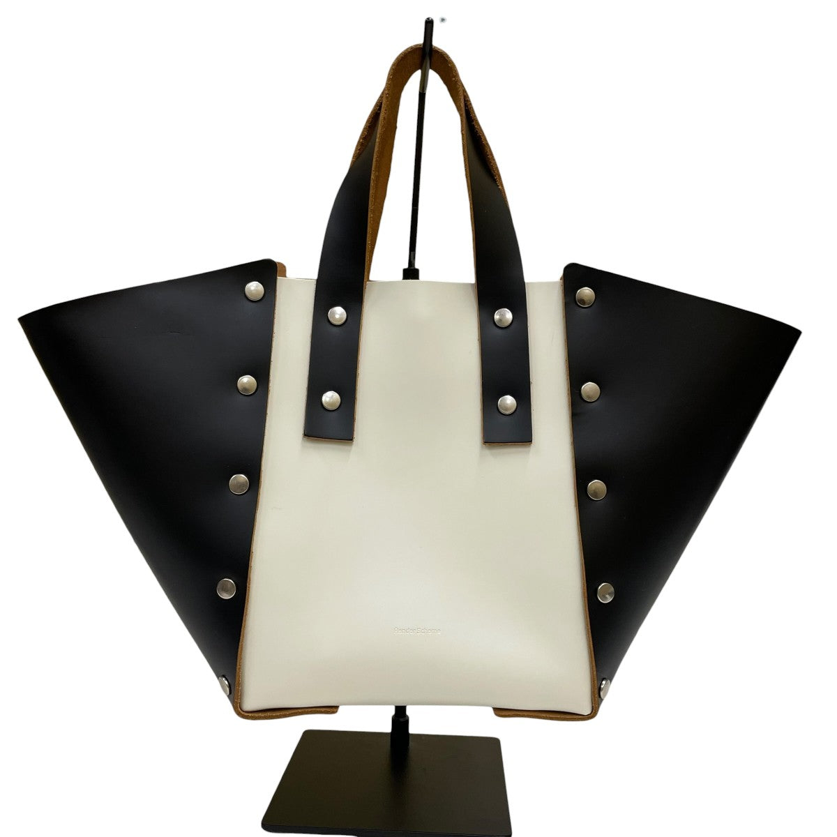 assemble hand bag wide Sバイカラー レザー ハンドバッグ