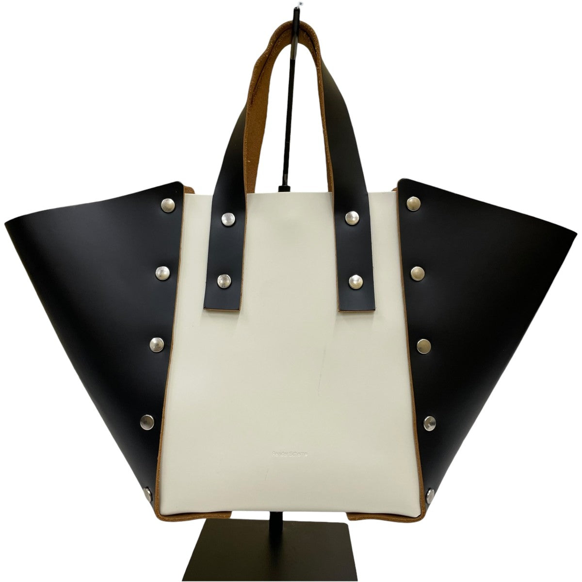 assemble hand bag wide Sバイカラー レザー ハンドバッグ