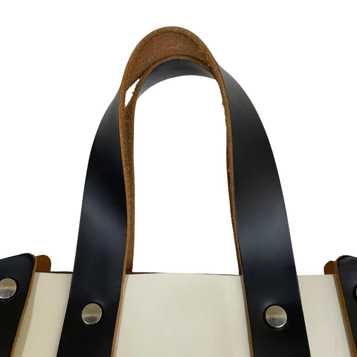 assemble hand bag wide Sバイカラー レザー ハンドバッグ