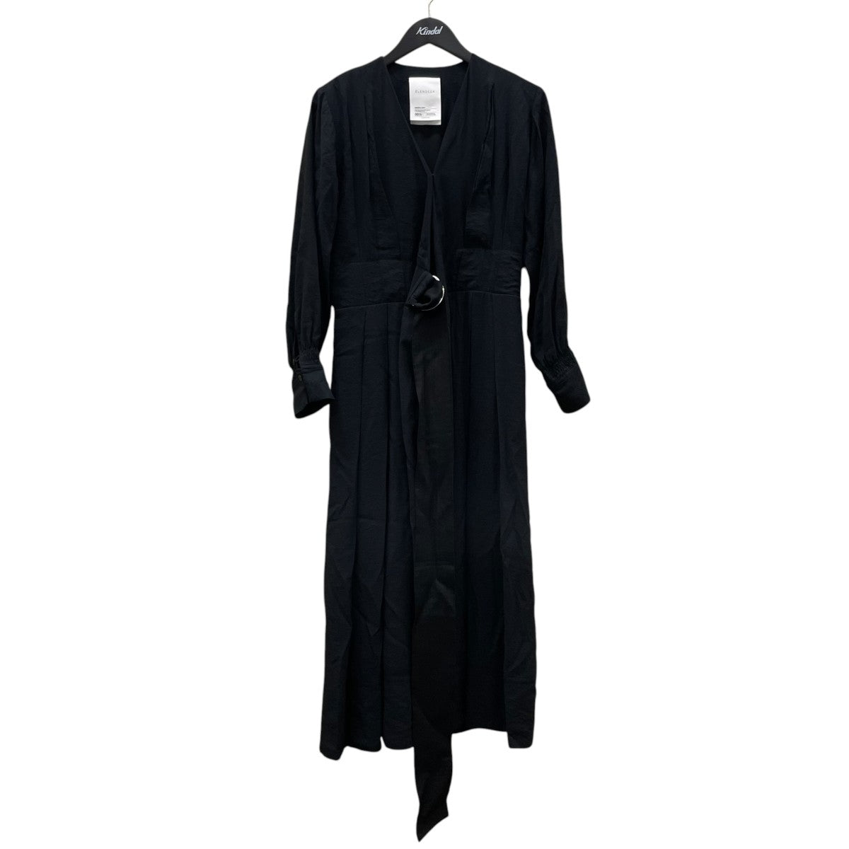 DRAPE CACHE OP ドレープカシュクールワンピースシャーリングディテール ウエストベルト付き 長袖ワンピース511860322301