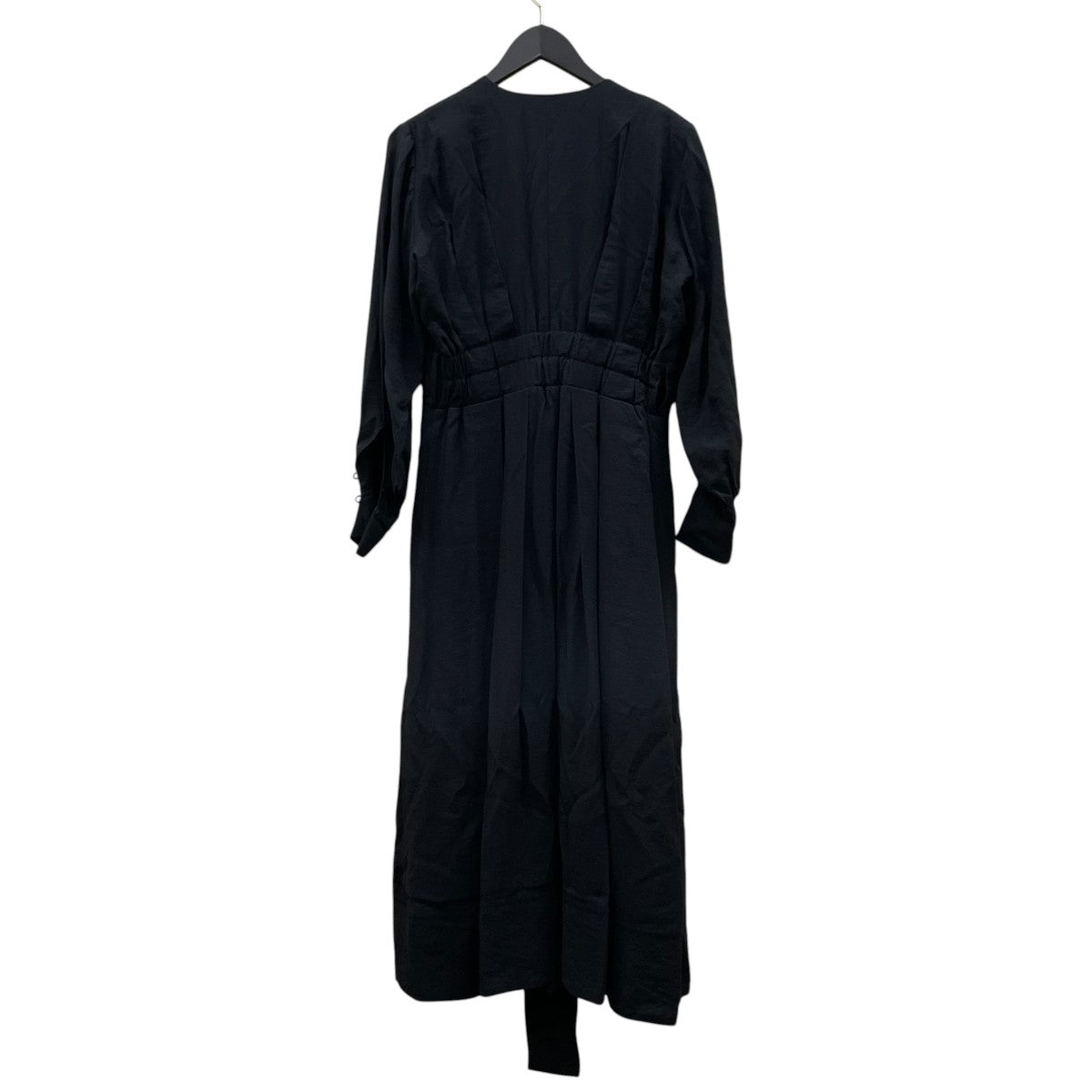 DRAPE CACHE OP ドレープカシュクールワンピースシャーリングディテール ウエストベルト付き 長袖ワンピース511860322301