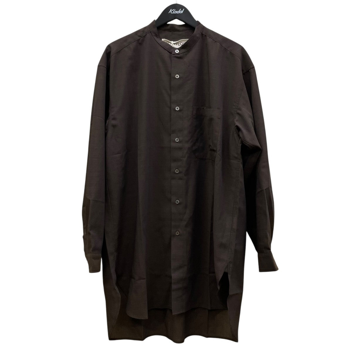 LONG SHIRT C ロングシャツ Cポリエステル ウール スタンドカラー 長袖シャツC-5-002-032